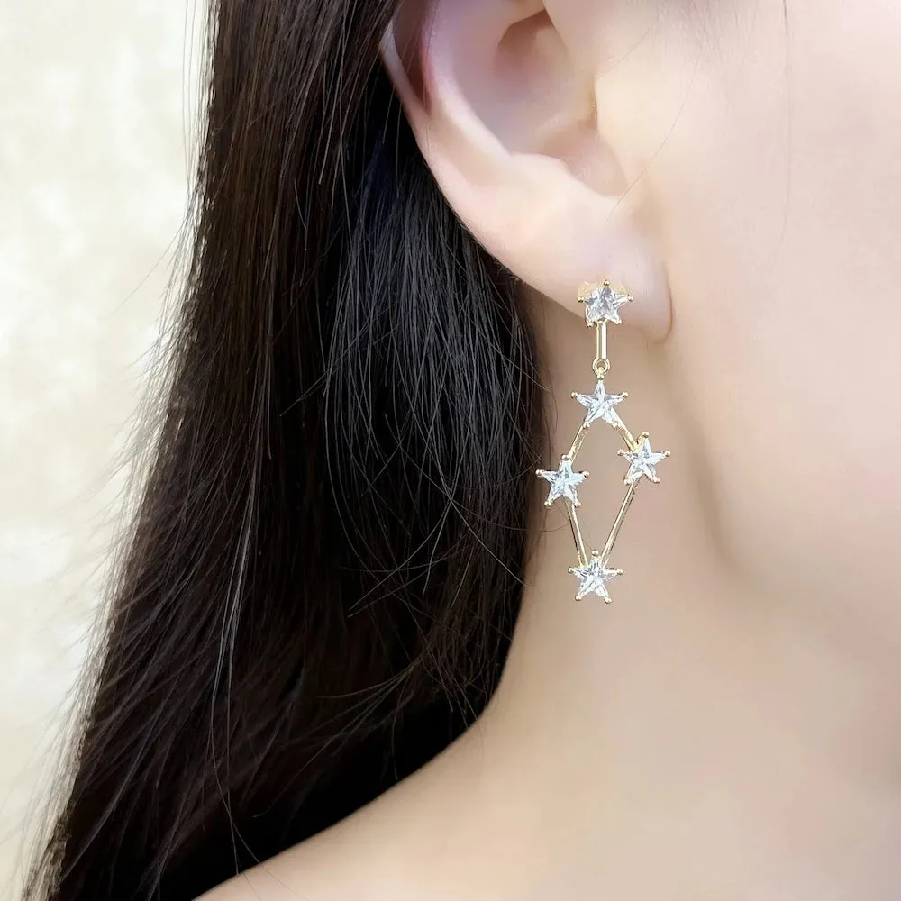 VAIGE Radiant Golden Starry Drop Earrings in 925 Sterling Silver