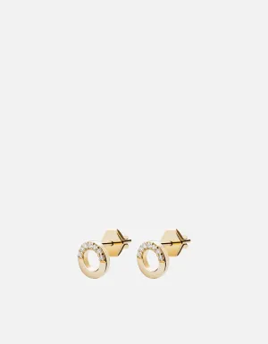 Washer Studs, 14k Gold Pavé