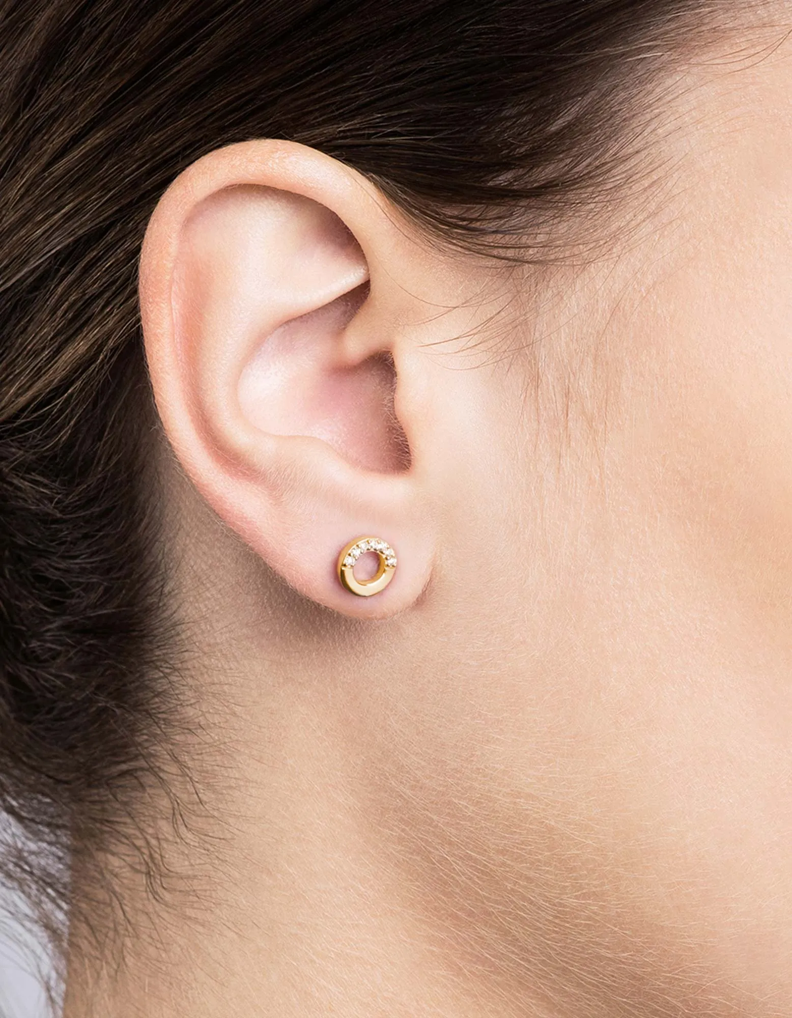 Washer Studs, 14k Gold Pavé