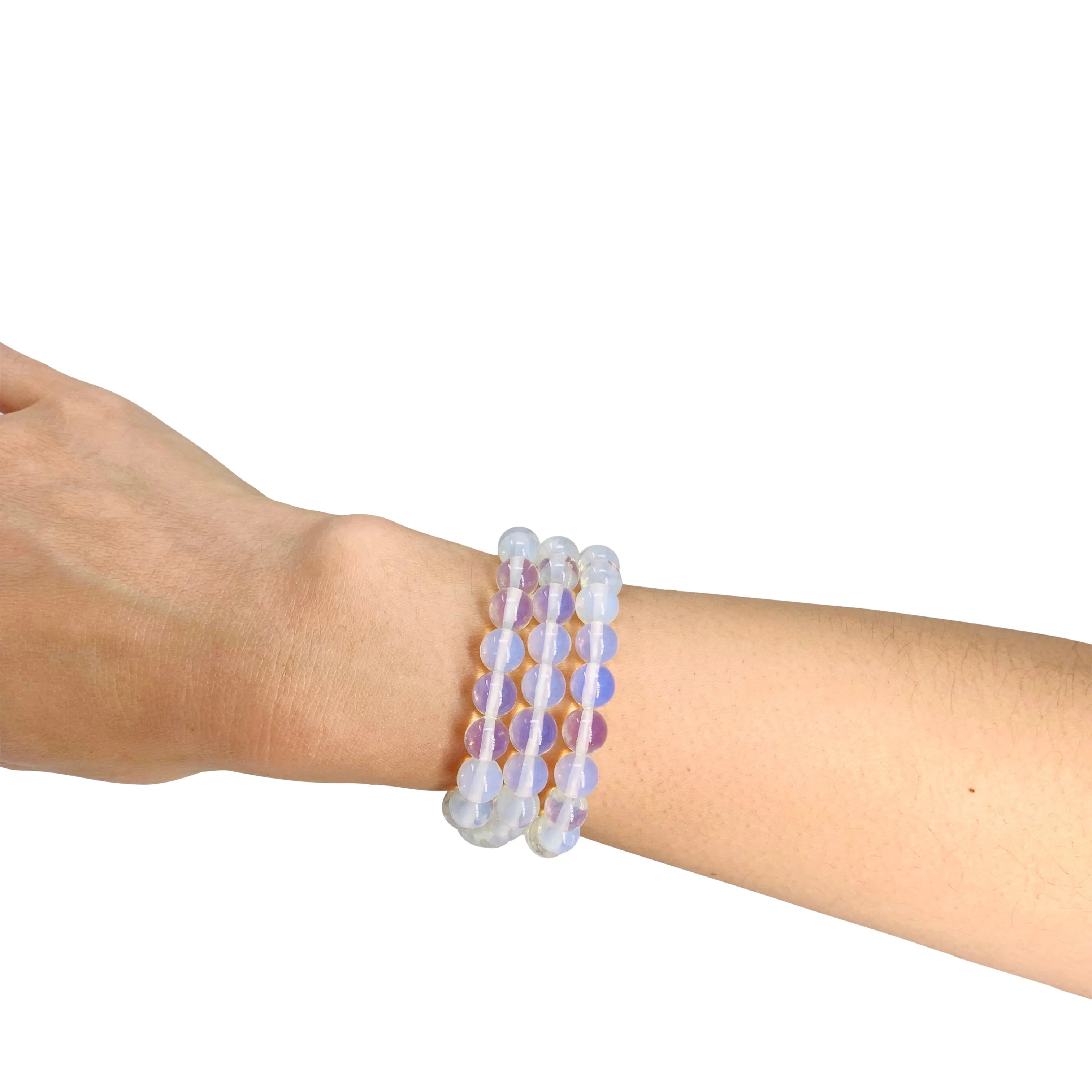 White Opalite Beaded Crystal Bracelet