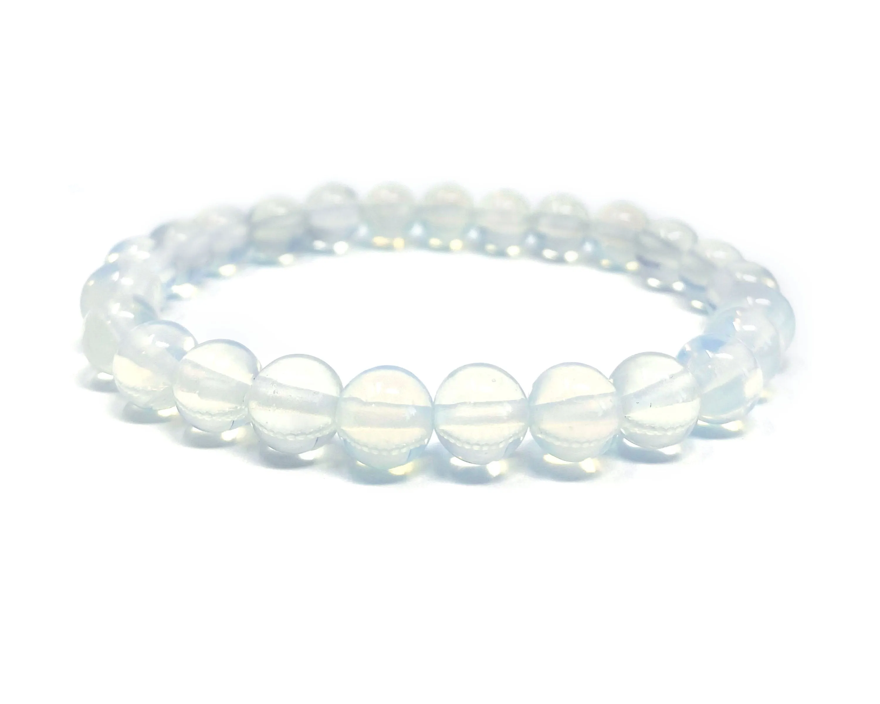 White Opalite Beaded Crystal Bracelet