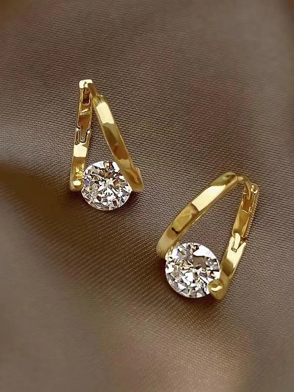 Wjczt 2024 New Simple Delicate Zircon Earrings