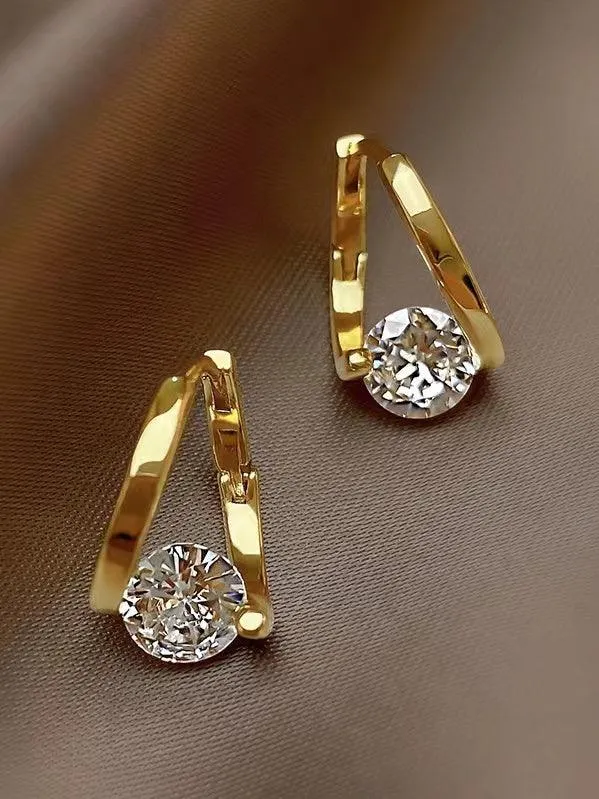 Wjczt 2024 New Simple Delicate Zircon Earrings