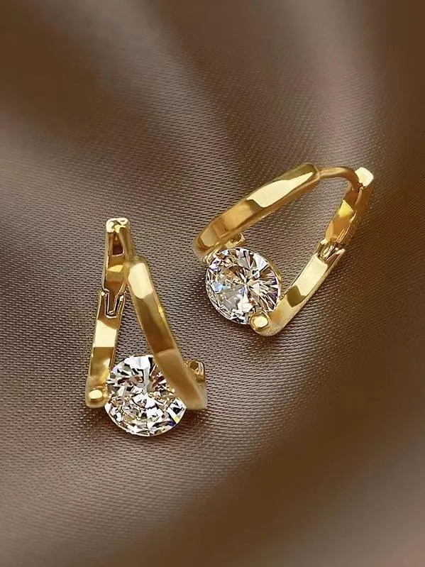 Wjczt 2024 New Simple Delicate Zircon Earrings