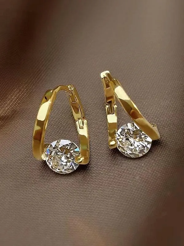 Wjczt 2024 New Simple Delicate Zircon Earrings