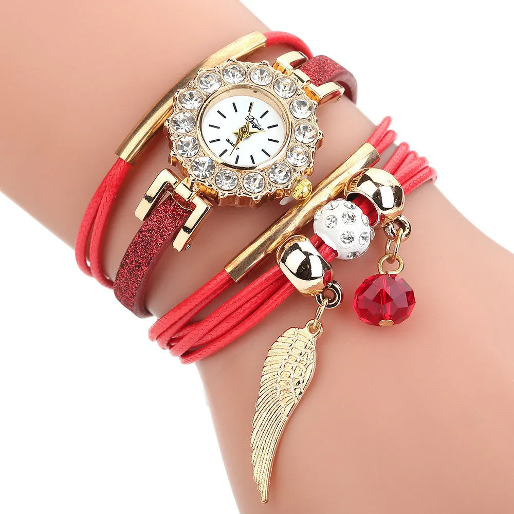 Women Luxury Bracelet Flower Gemstone Wristwatch