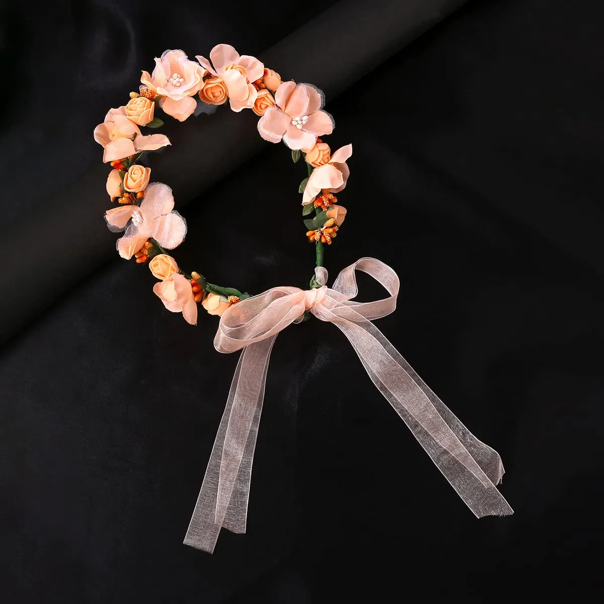 Yellow Chimes Tiara for Women and Girls Floral Hair Vine for Women White Bridal Hair Vine Tiara Headband Hair Accessories Wedding Jewellery for Girls and Women. (Pink-1)