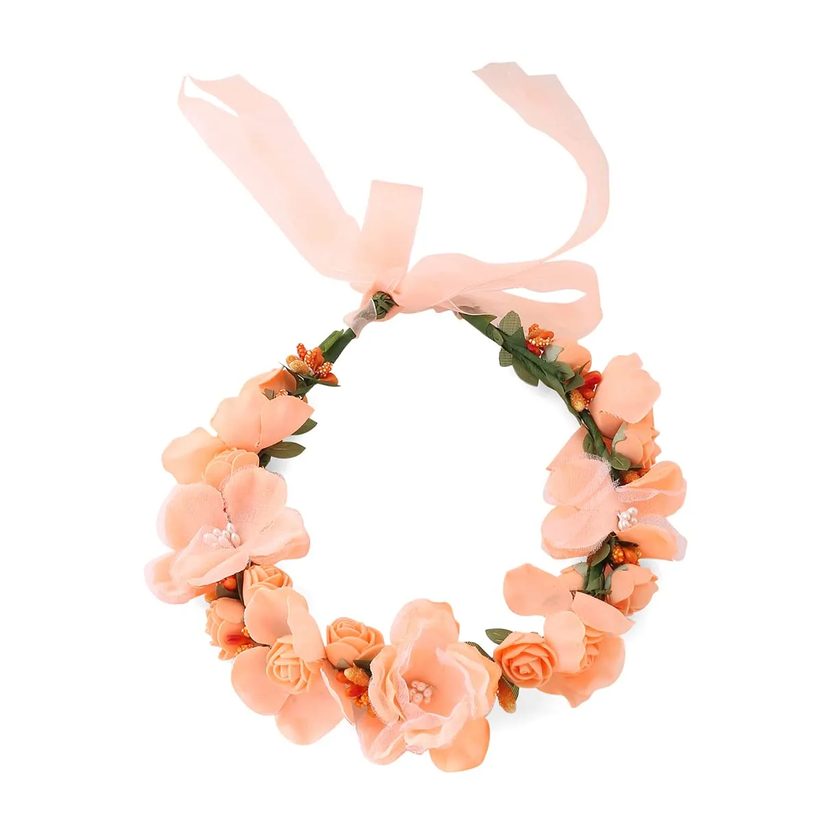 Yellow Chimes Tiara for Women and Girls Floral Hair Vine for Women White Bridal Hair Vine Tiara Headband Hair Accessories Wedding Jewellery for Girls and Women. (Pink-1)