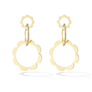 Yellow Gold Trio Unity Drop Earrings with White Diamonds