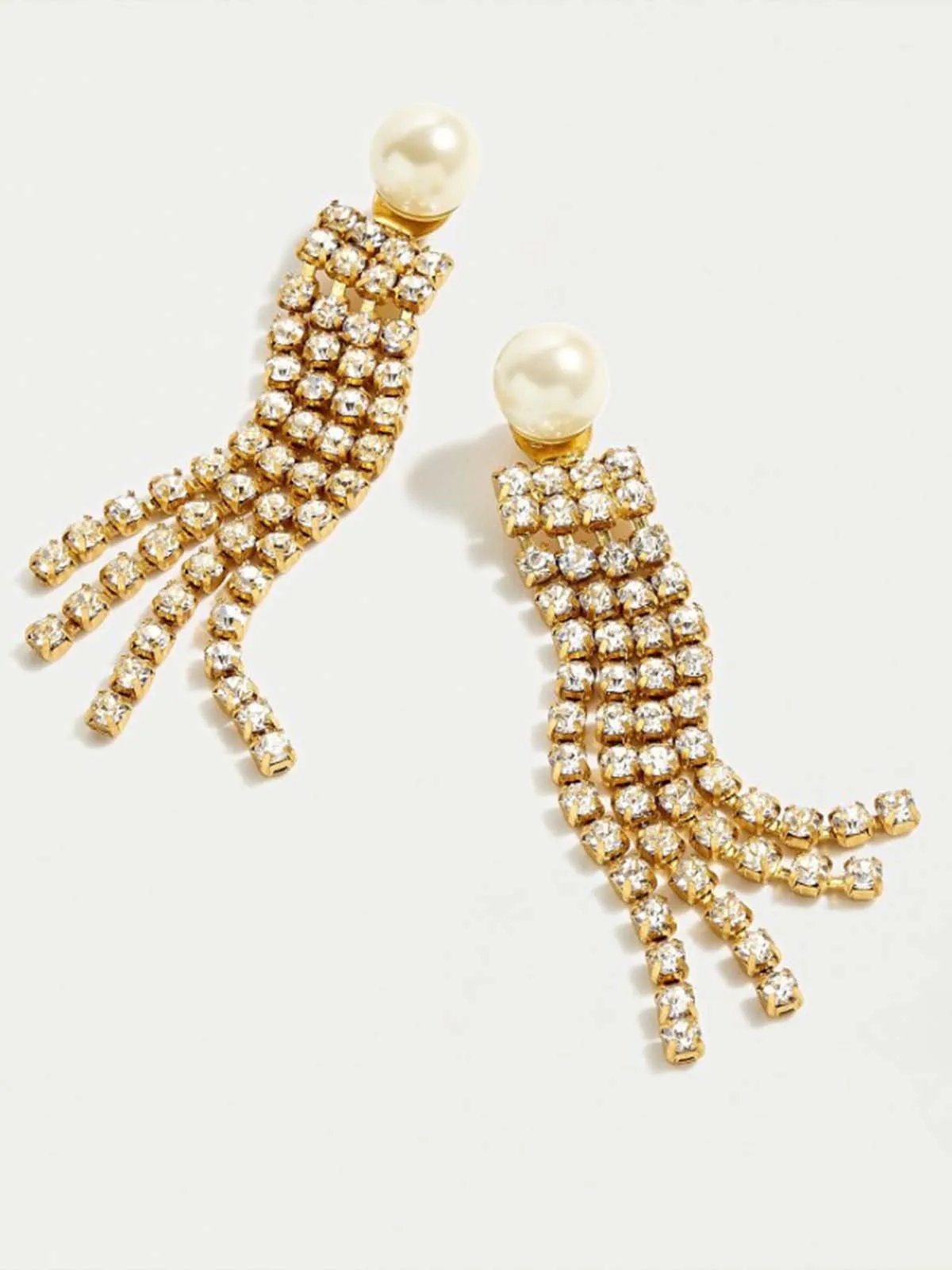 Zircon Long Fringe Pearl Earrings