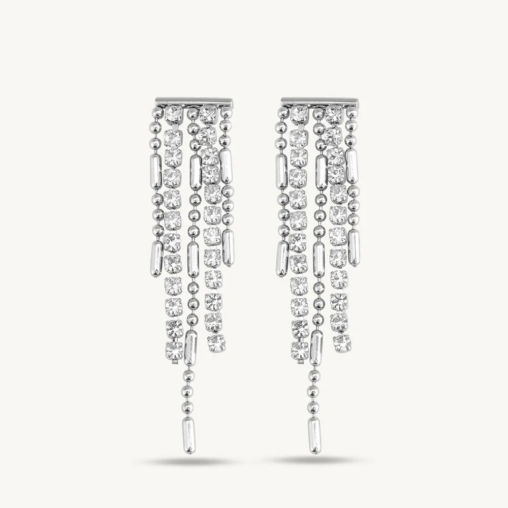 Zircon Studded Silver Drop earrings